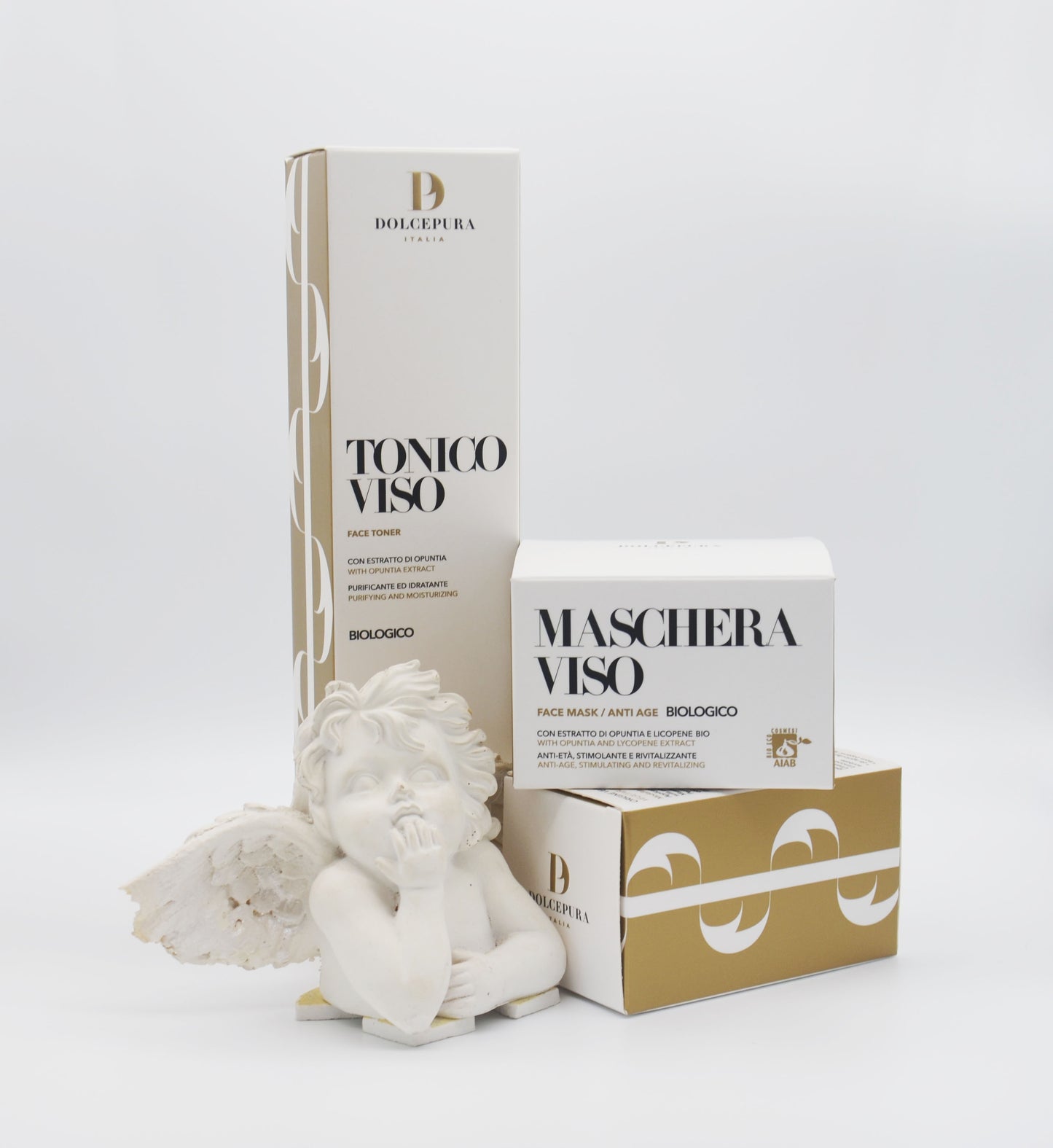 Set DolcePura "SPLENDIDA" pentru FAȚĂ (tonic si mască pentru ingrijirea pielii) certificat opuntia si licopen, lavandă, miere de flori, ulei de floarea soarelui, ulei de măsline. Produs manual. Made in Italy