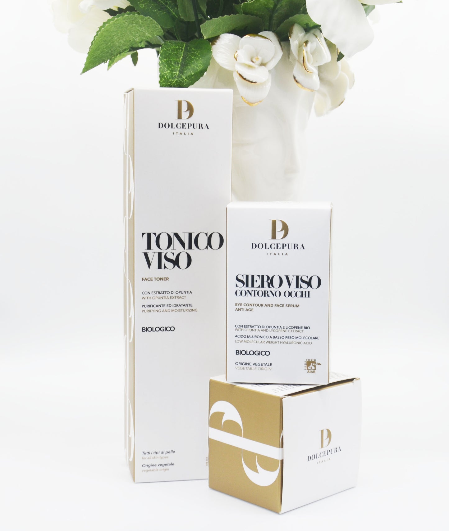 VISO/OCCHI set "DELICATISSIMO" tonico e siero - opuntia e licopene BIO. Prodotti fatti a mano. Certificato AIAB ecobio. Di origine vegetale